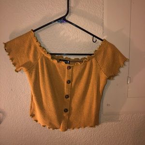 Cute knitted off the shoulder crop top